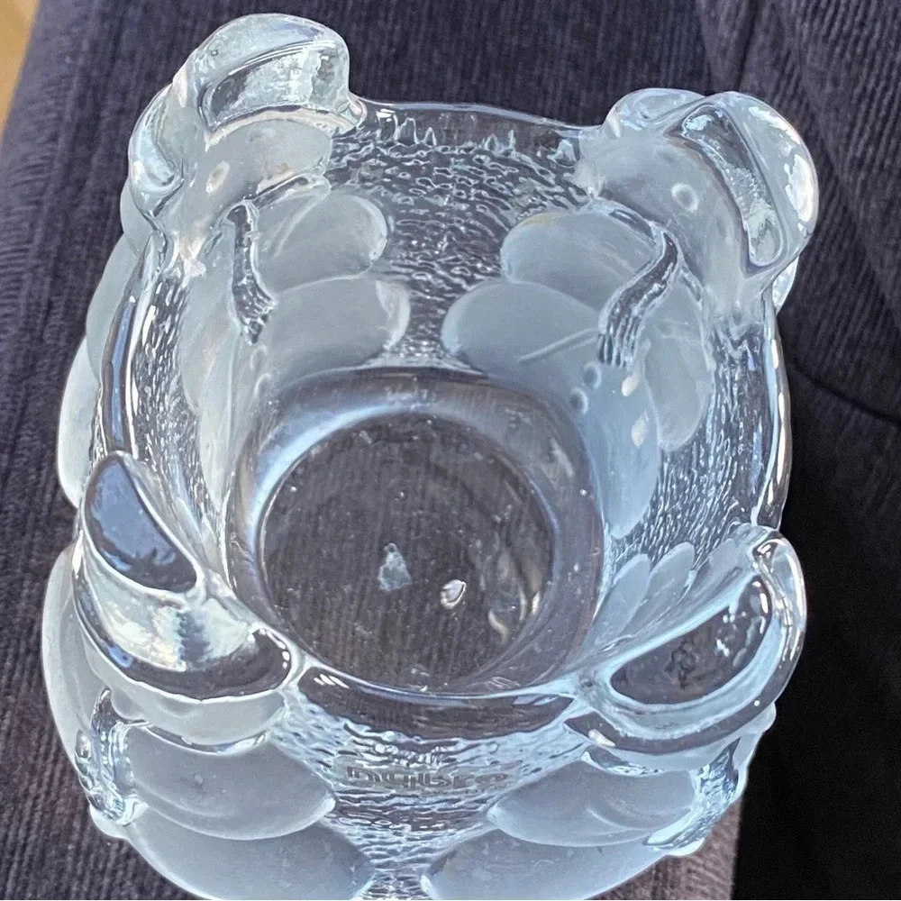 Nybro Sweden Crystal Glass Snowman Christmas Candle Holder Votive Tea Light